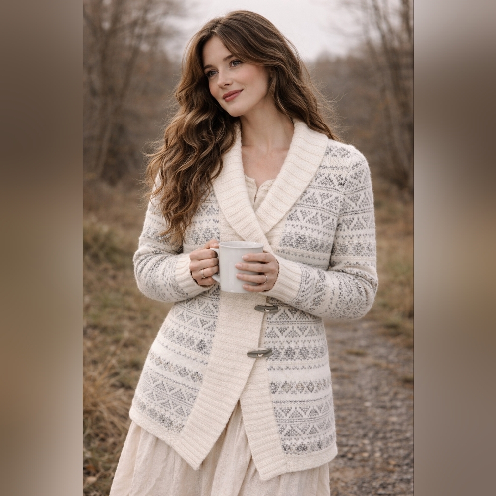 Woolrich Wool Nordic Cabincore Hygge Toggle Cardigan Sweater, XXL